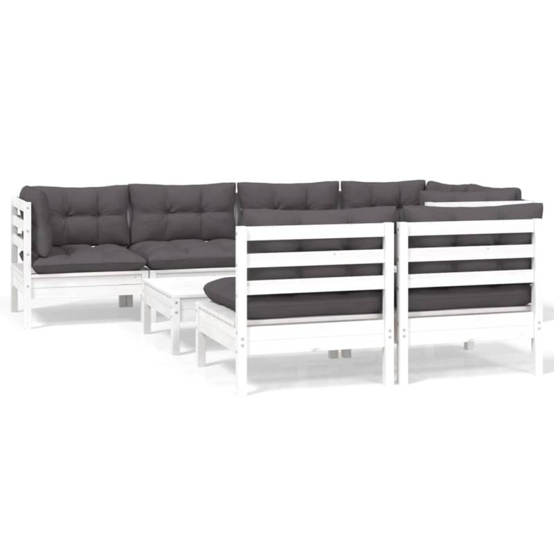 vidaXL 8-tlg Garten-Lounge-Set mit Kissen Weiß Kiefer Massivholz Modell 11 von VIDAXL