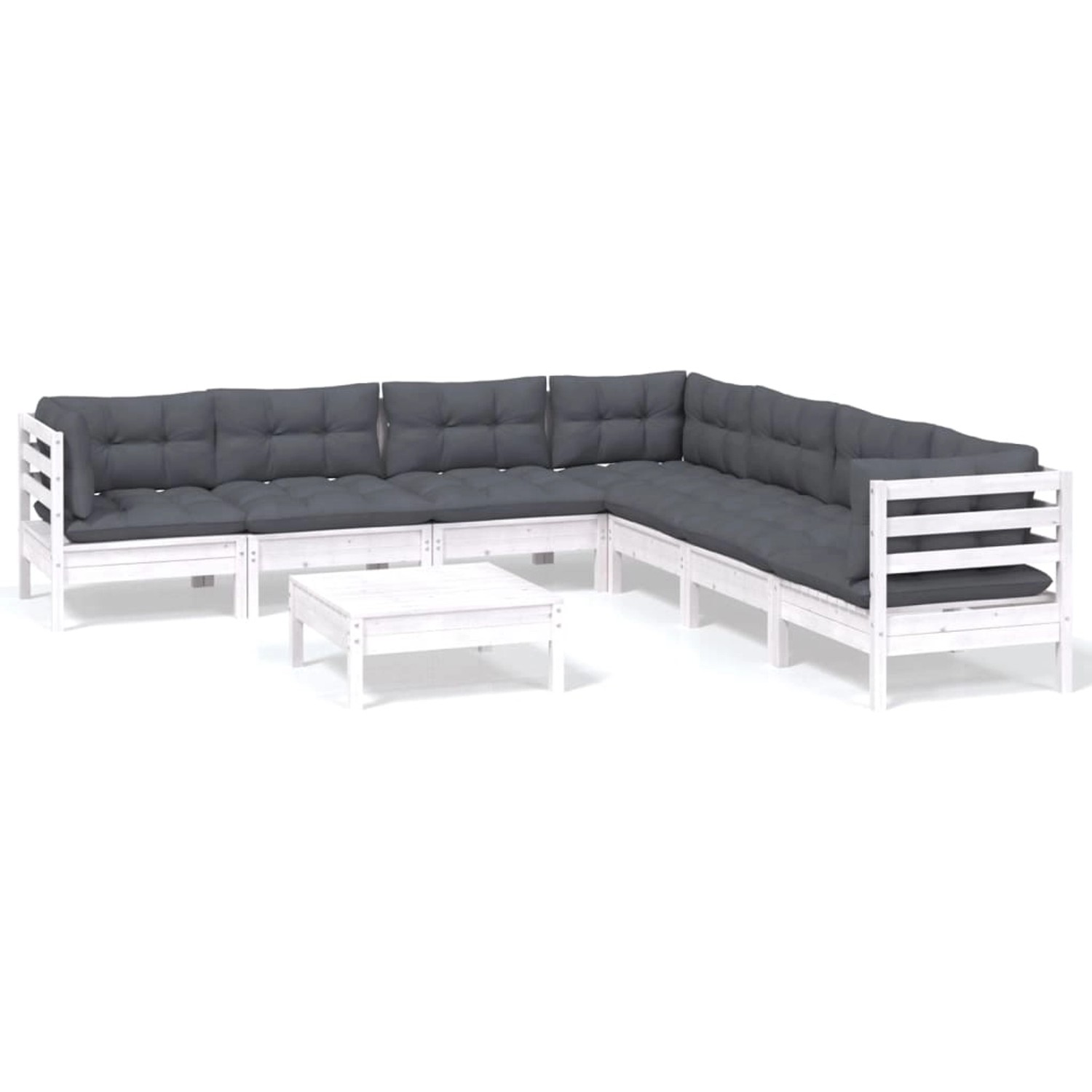vidaXL 8-tlg Garten-Lounge-Set mit Kissen Weiß Kiefer Massivholz Modell 23 vidaXL 8-tlg Garten-Lounge-Set mit Kissen Weiß Kiefer Massivholz Modell 23 von VIDAXL