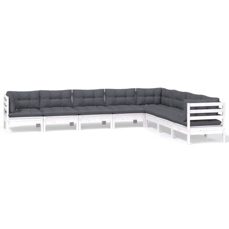 vidaXL 8-tlg Garten-Lounge-Set mit Kissen Weiß Kiefer Massivholz Modell 24 von VIDAXL
