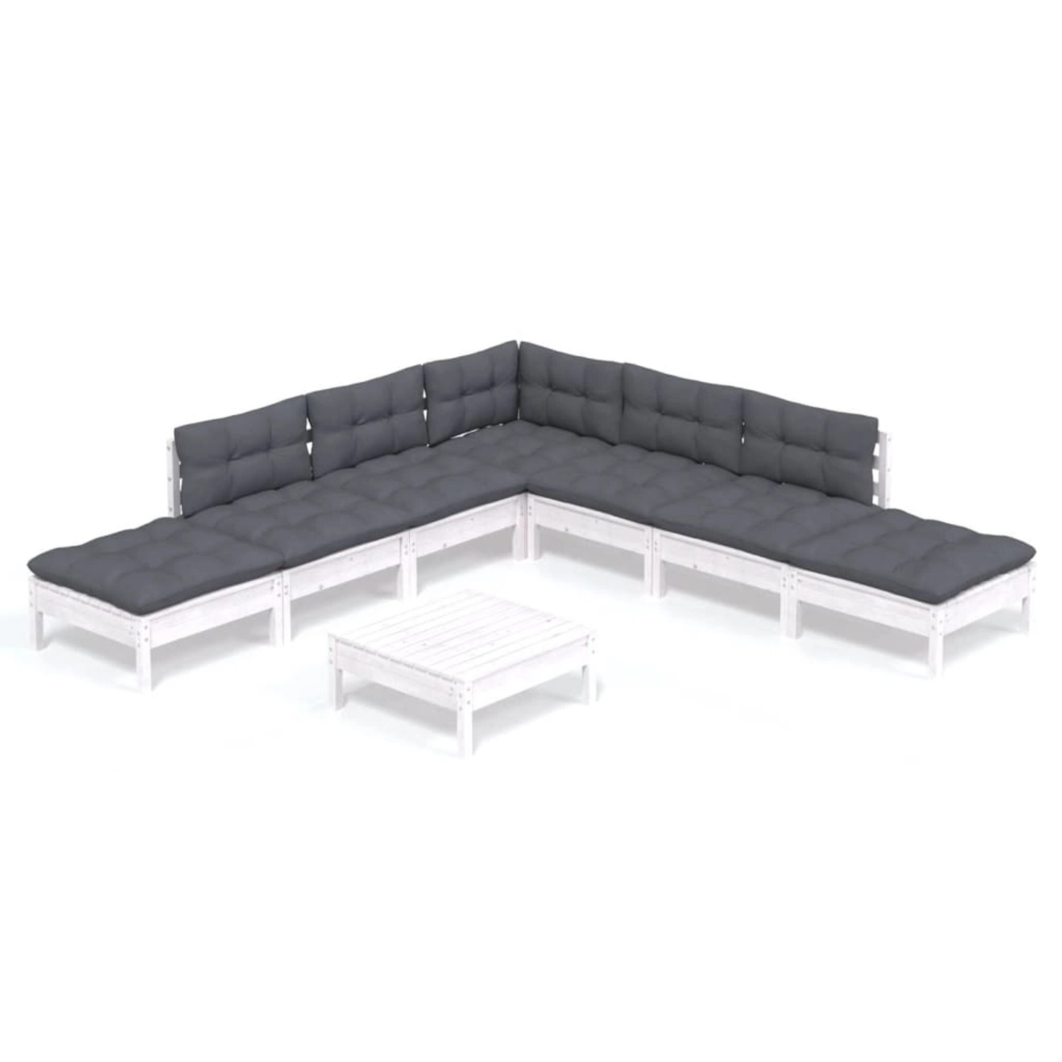 vidaXL 8-tlg Garten-Lounge-Set mit Kissen Weiß Kiefernholz Modell 1 vidaXL 8-tlg Garten-Lounge-Set mit Kissen Weiß Kiefernholz Modell 1 von VIDAXL
