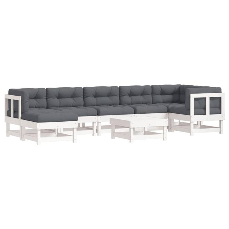 vidaXL 8-tlg Garten-Lounge-Set mit Kissen Weiß Kiefernholz Modell 5 von VIDAXL