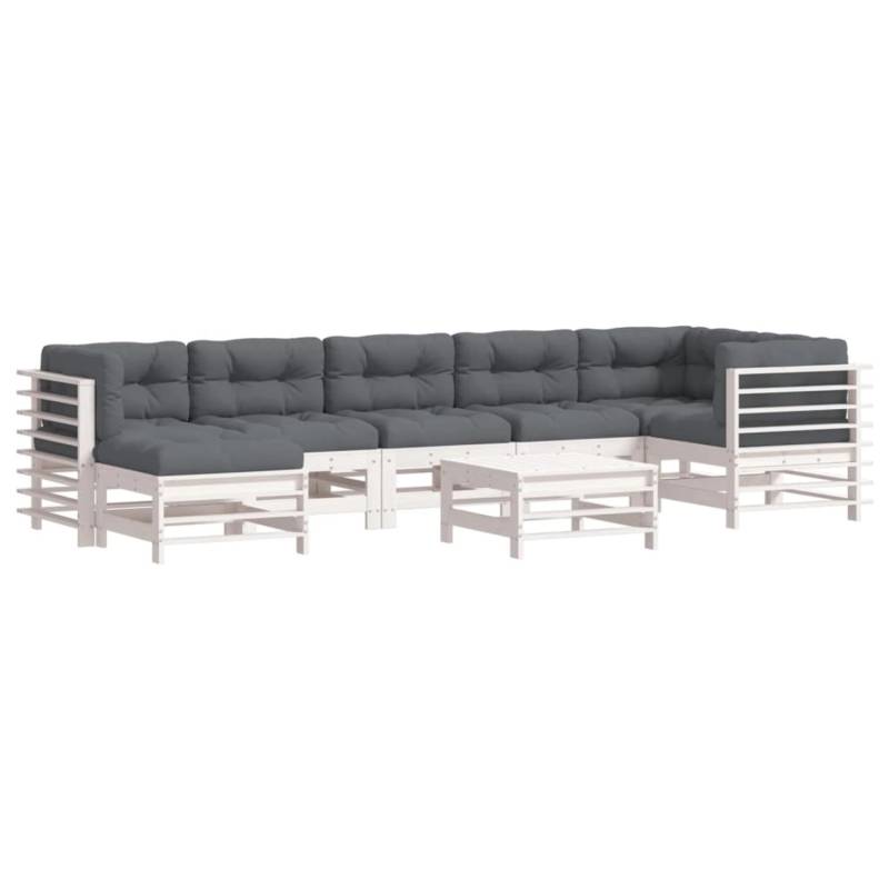 vidaXL 8-tlg Garten-Lounge-Set mit Kissen Weiß Kiefernholz Modell 9 von VIDAXL