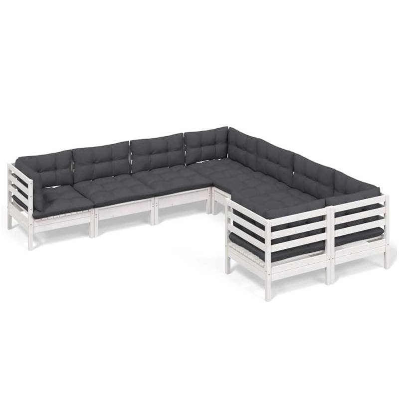 vidaXL 8-tlg Garten-Lounge-Set mit Kissen Weiß Massivholz Kiefer Modell 1 von VIDAXL