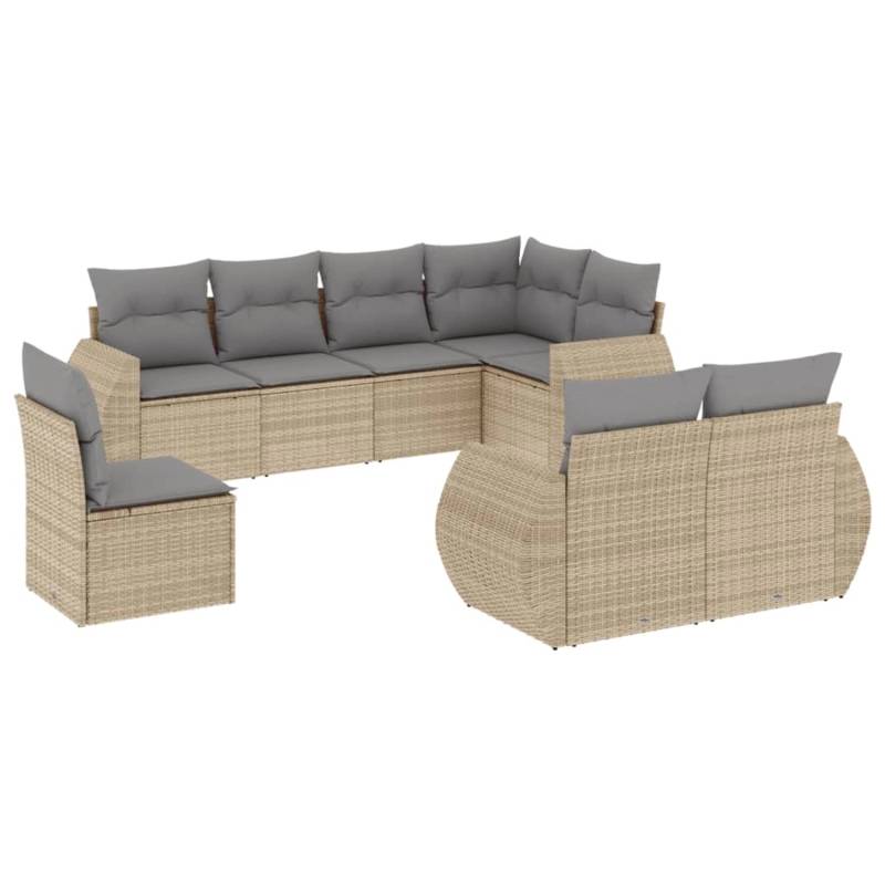 vidaXL 8-tlg Garten-Sofagarnitur mit Kissen Beige Poly Rattan Modell 105 von VIDAXL