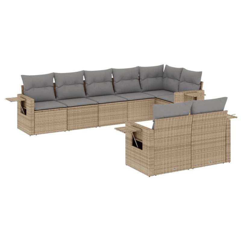 vidaXL 8-tlg Garten-Sofagarnitur mit Kissen Beige Poly Rattan Modell 227 von VIDAXL