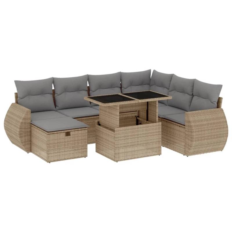 vidaXL 8-tlg Garten-Sofagarnitur mit Kissen Beige Poly Rattan Modell 330 von VIDAXL