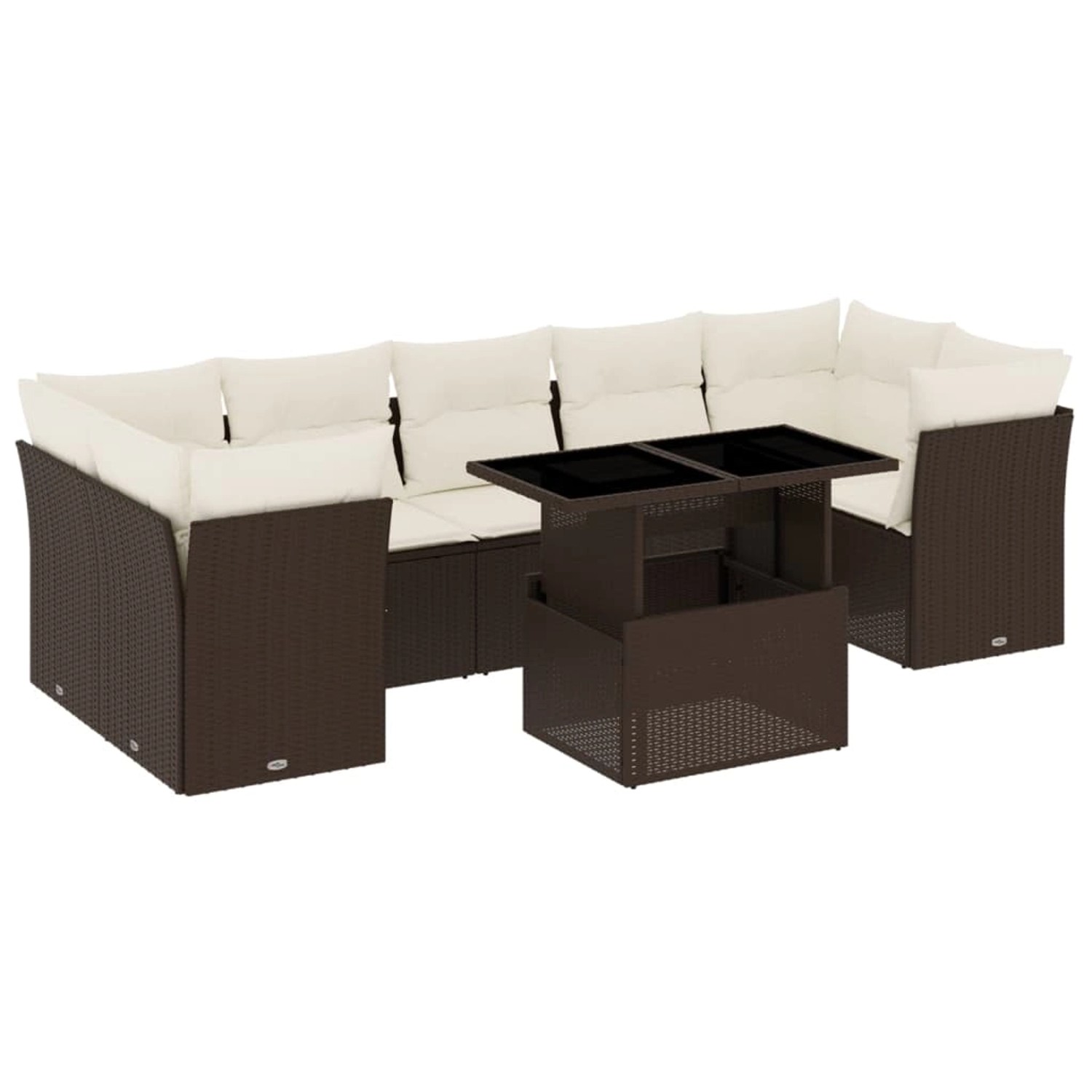 vidaXL 8-tlg Garten-Sofagarnitur mit Kissen Braun Poly Rattan Modell 10 von VIDAXL