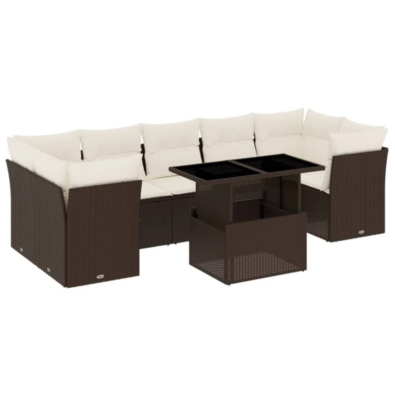 vidaXL 8-tlg Garten-Sofagarnitur mit Kissen Braun Poly Rattan Modell 10 von VIDAXL