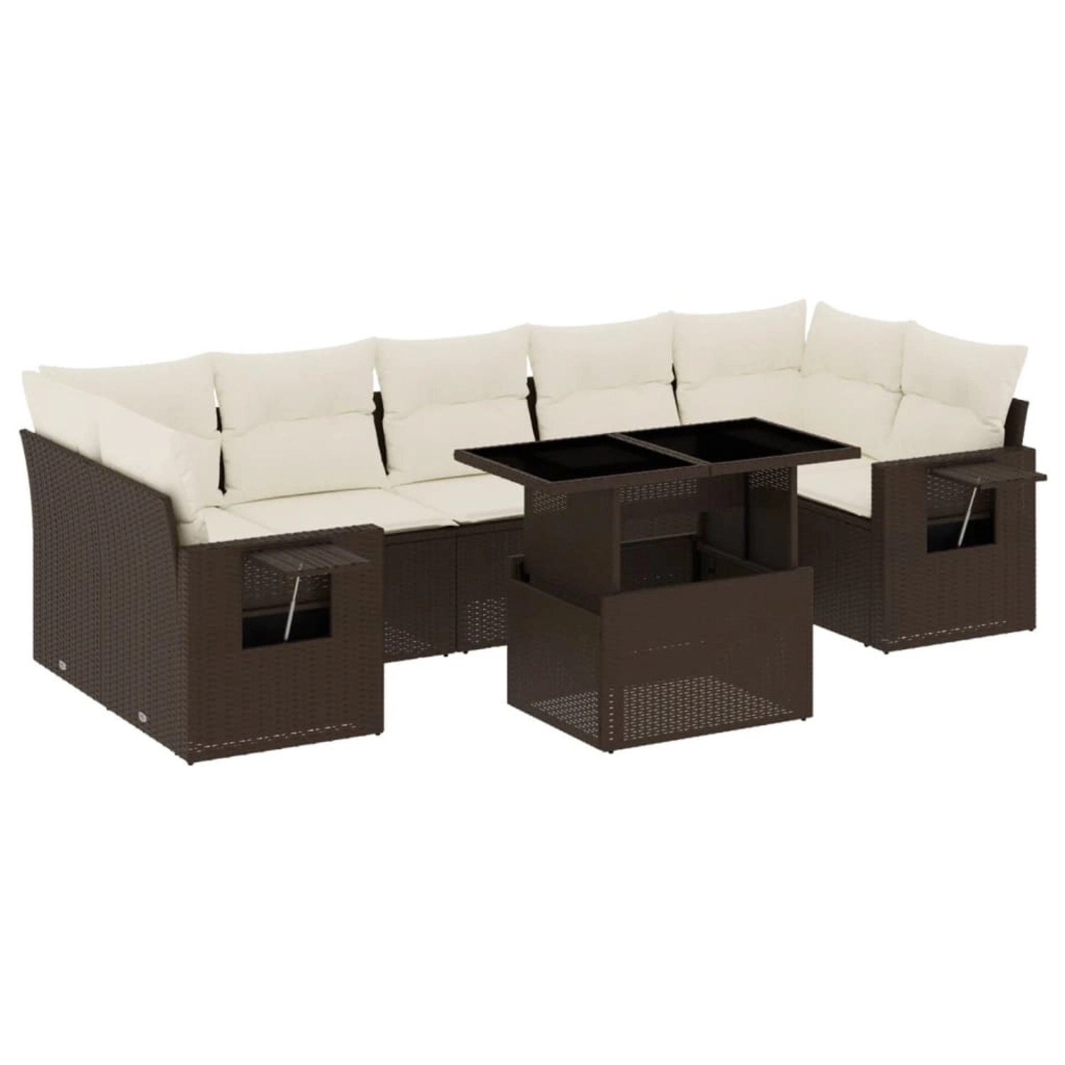 vidaXL 8-tlg Garten-Sofagarnitur mit Kissen Braun Poly Rattan Modell 12 von VIDAXL