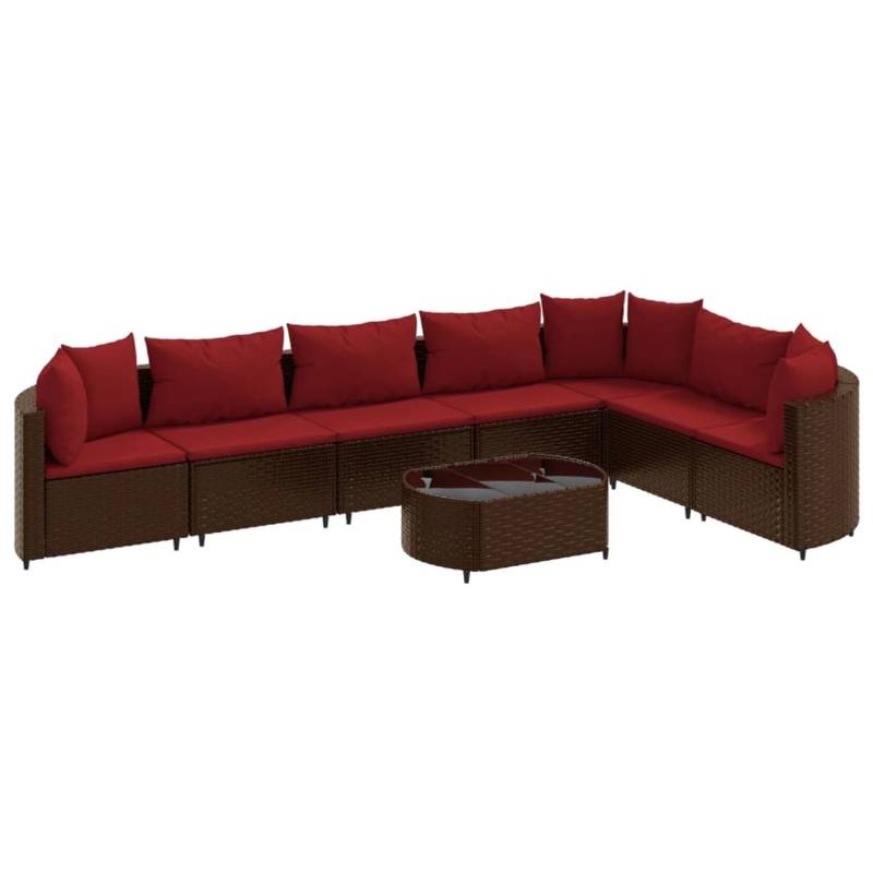 vidaXL 8-tlg Garten-Sofagarnitur mit Kissen Braun Poly Rattan Modell 7 von VIDAXL