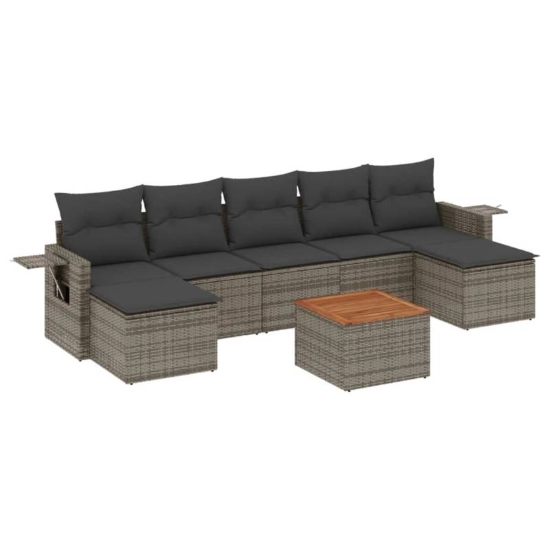 vidaXL 8-tlg Garten-Sofagarnitur mit Kissen Grau Poly Rattan Modell 115 von VIDAXL