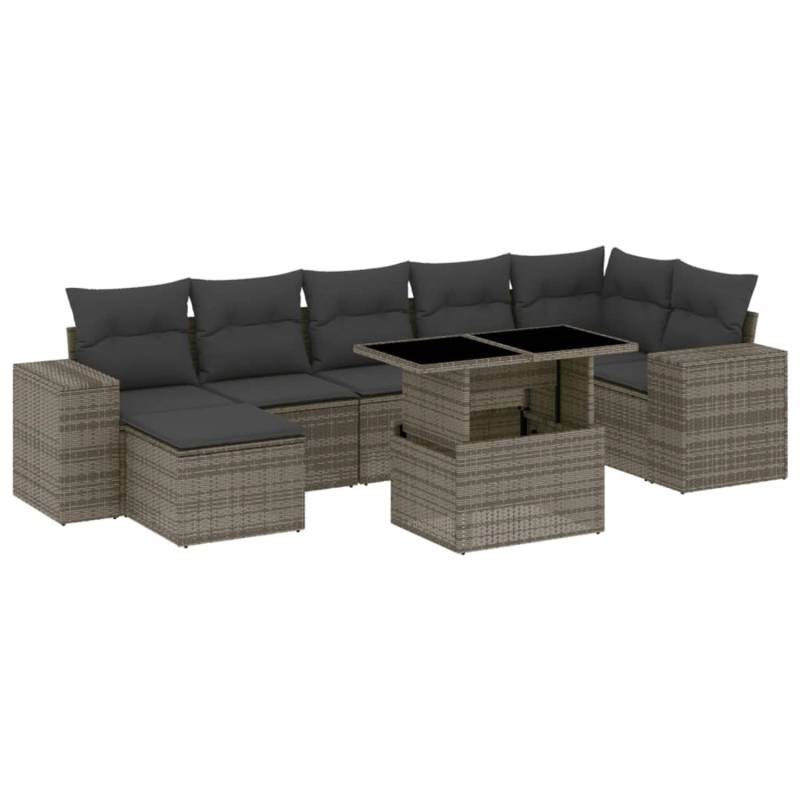 vidaXL 8-tlg Garten-Sofagarnitur mit Kissen Grau Poly Rattan Modell 152 von VIDAXL
