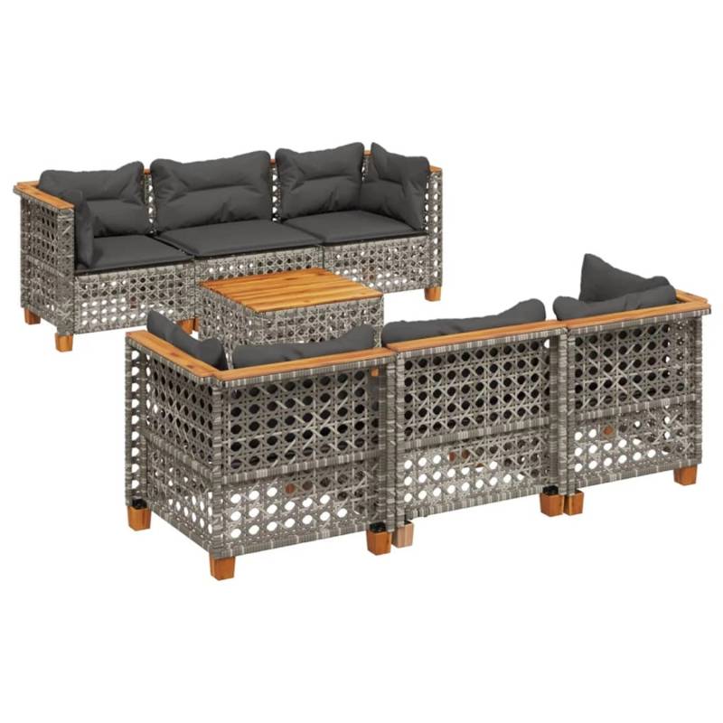 vidaXL 8-tlg Garten-Sofagarnitur mit Kissen Grau Poly Rattan Modell 168 von VIDAXL