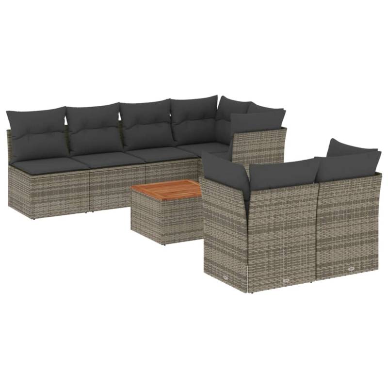 vidaXL 8-tlg Garten-Sofagarnitur mit Kissen Grau Poly Rattan Modell 30 von VIDAXL