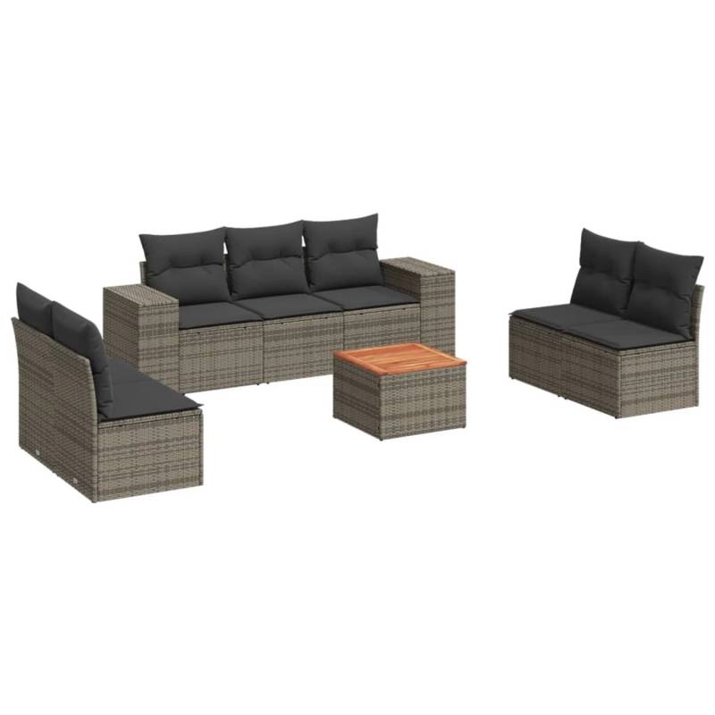 vidaXL 8-tlg Garten-Sofagarnitur mit Kissen Grau Poly Rattan Modell 43 von VIDAXL