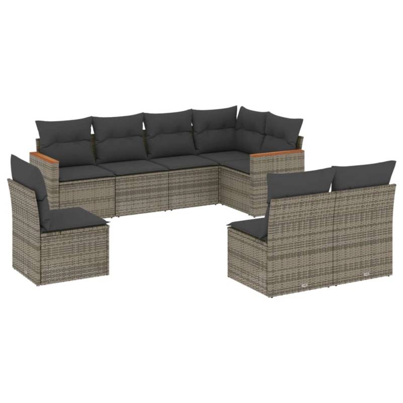 vidaXL 8-tlg Garten-Sofagarnitur mit Kissen Grau Poly Rattan Modell 53 von VIDAXL