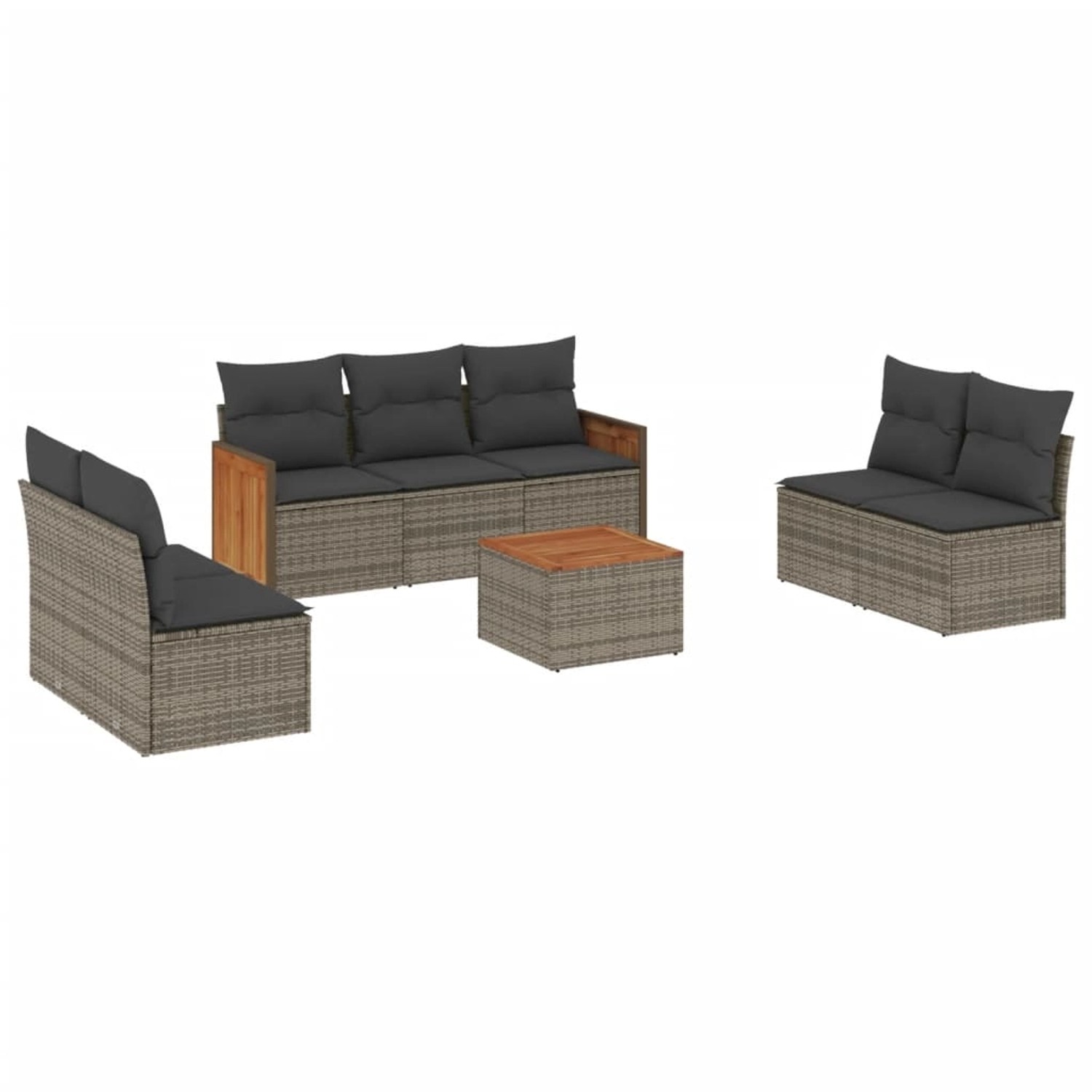 vidaXL 8-tlg Garten-Sofagarnitur mit Kissen Grau Poly Rattan Modell 60 vidaXL 8-tlg Garten-Sofagarnitur mit Kissen Grau Poly Rattan Modell 60 von VIDAXL