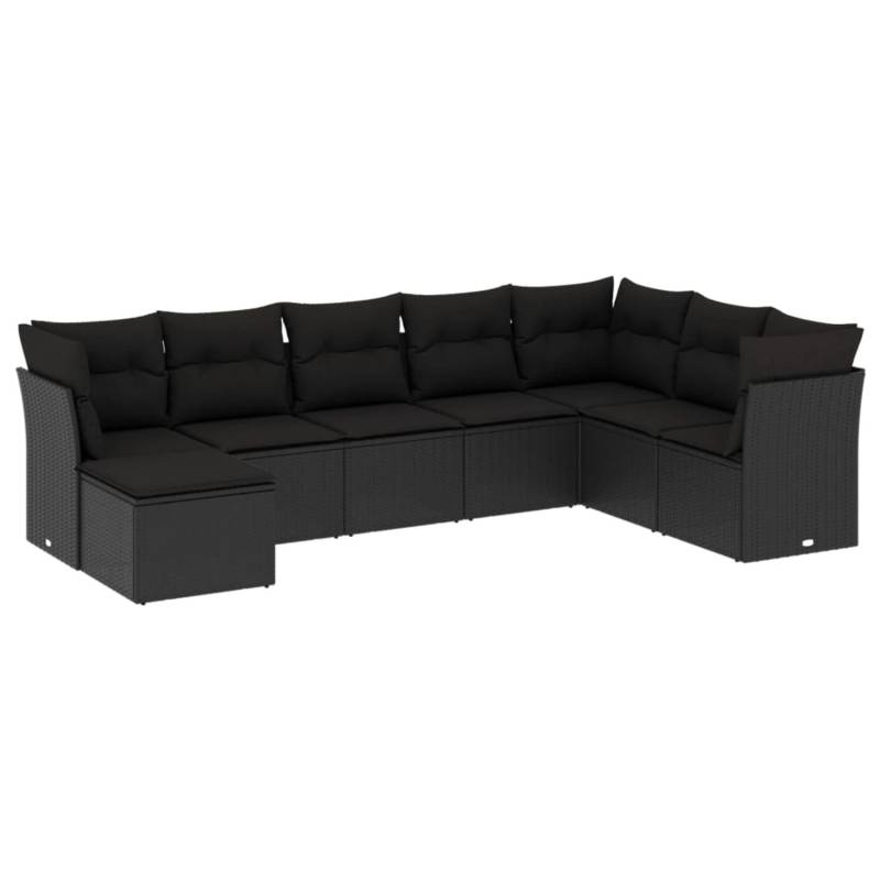 vidaXL 8-tlg Garten-Sofagarnitur mit Kissen Schwarz Poly Rattan Modell 34 von VIDAXL
