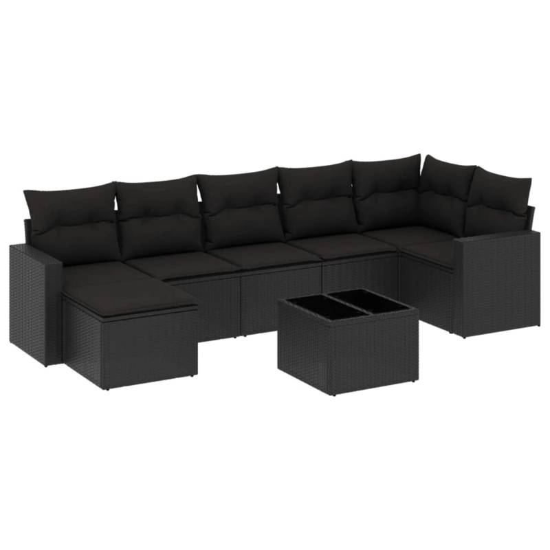 vidaXL 8-tlg Garten-Sofagarnitur mit Kissen Schwarz Poly Rattan Modell 42 von VIDAXL