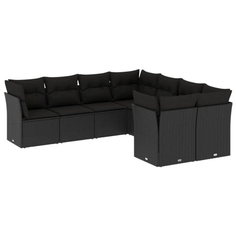 vidaXL 8-tlg Garten-Sofagarnitur mit Kissen Schwarz Poly Rattan Modell 9 von VIDAXL