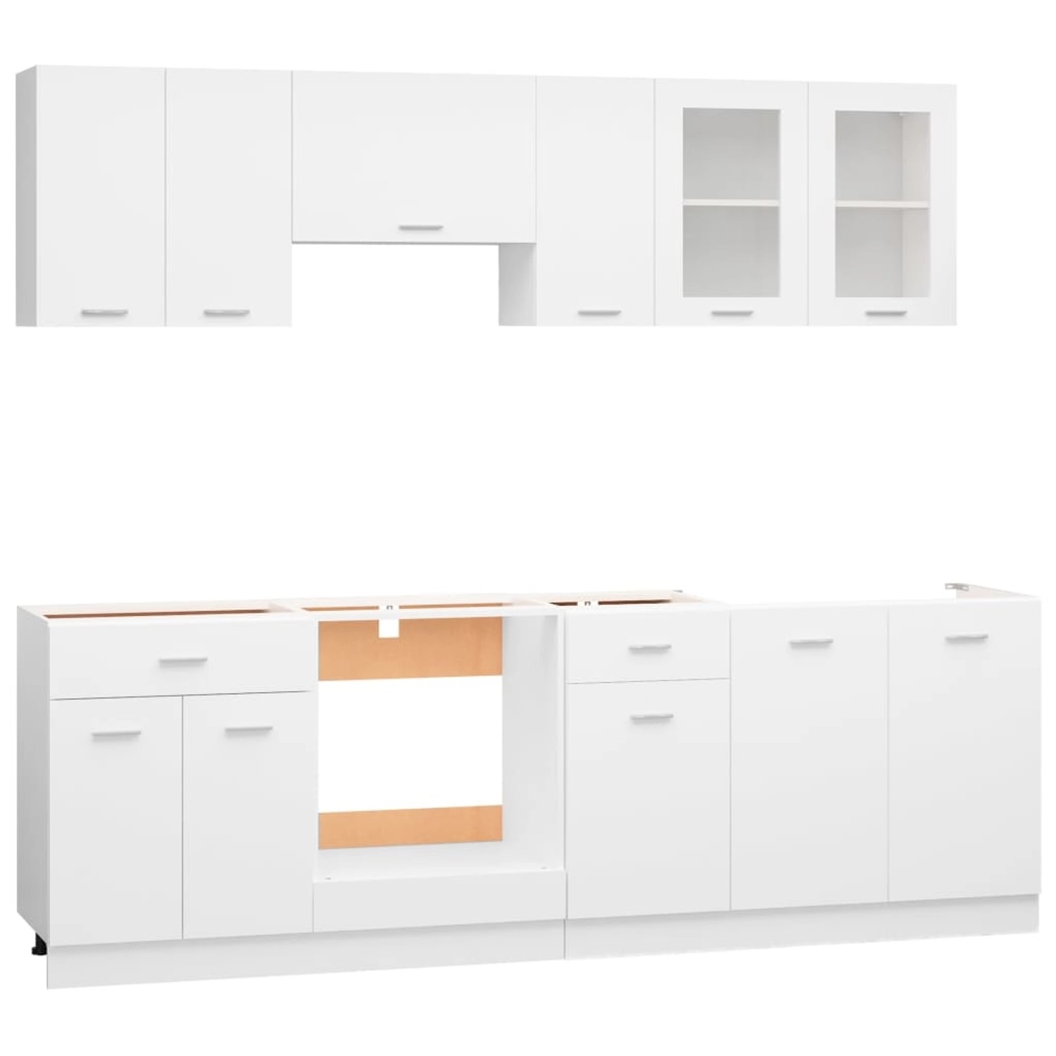 vidaXL 8-tlg Küchenzeile Weiß Holzwerkstoff Modell 1 von VIDAXL