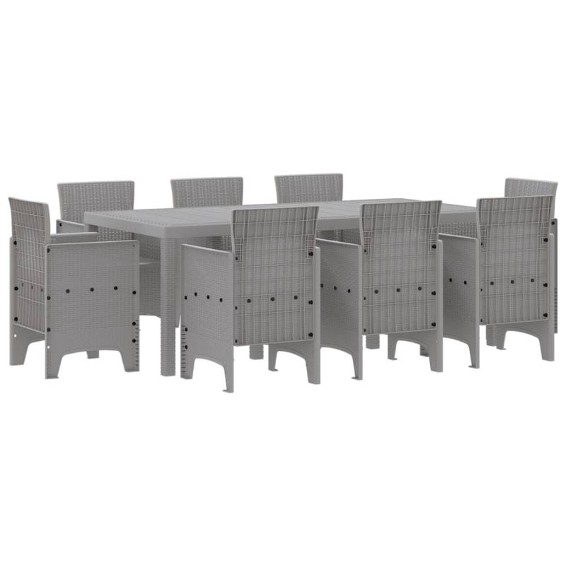 vidaXL 9-Teilige Garten-Essgruppe Grau Poly-Rattan 3378587 von VIDAXL