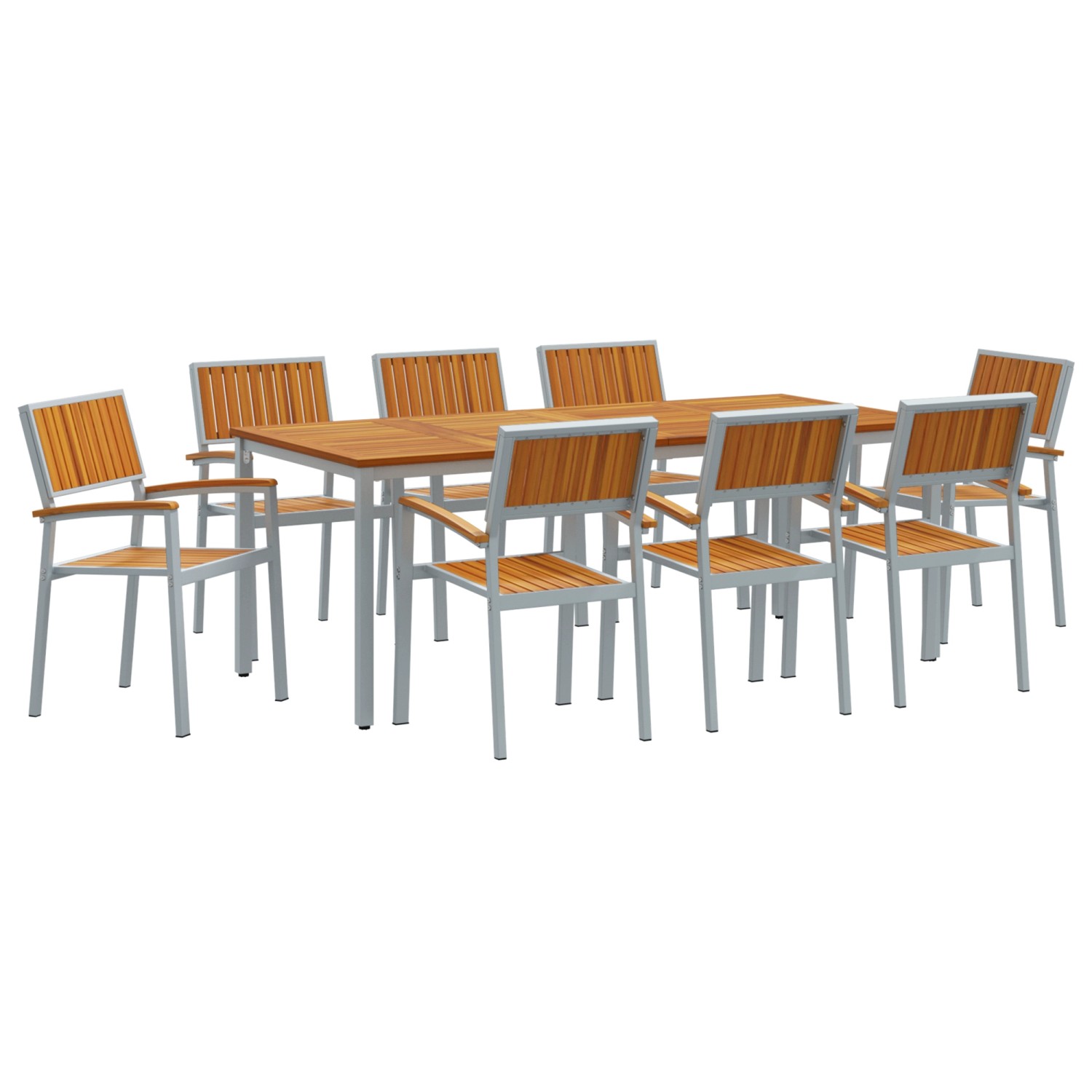 vidaXL 9-Teilige Gartenspeisegruppe aus Massivem Akazienholz und Metall 3284428 vidaXL 9-Teilige Gartenspeisegruppe aus Massivem Akazienholz und Metall 3284428 von VIDAXL