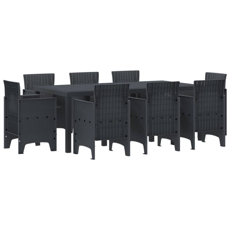vidaXL 9-Teiliges Garten Essset Anthrazit Poly Rattan 3378572 von VIDAXL