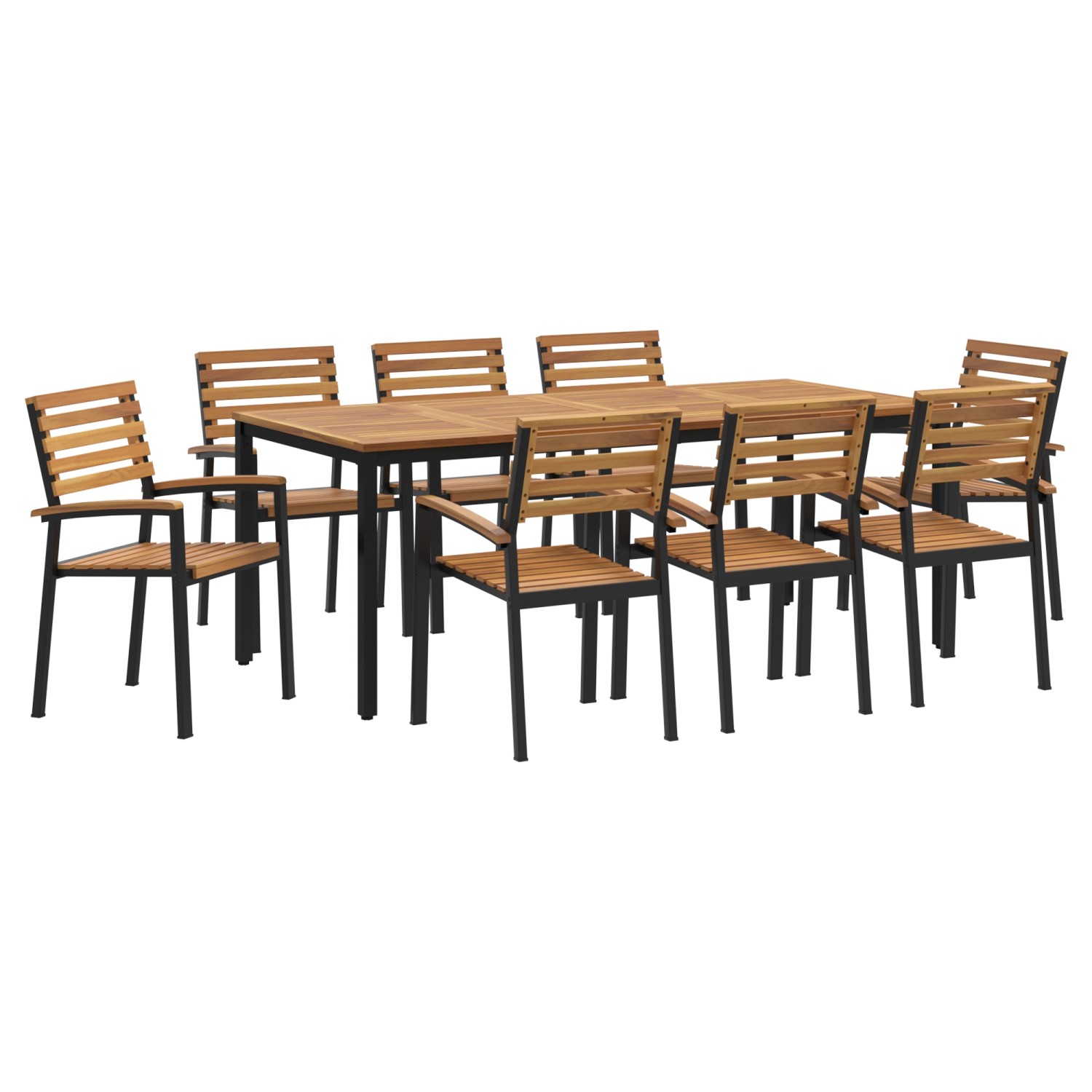 vidaXL 9-Teiliges Garten Esszimmer Set aus Massivholz Akazie und Metall 3284404 vidaXL 9-Teiliges Garten Esszimmer Set aus Massivholz Akazie und Metall 3284404 von VIDAXL