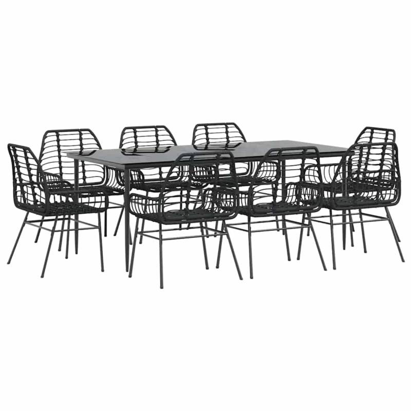 vidaXL 9-Teiliges Garten-Esszimmerset Poly Rattan Glas 3334442 von VIDAXL