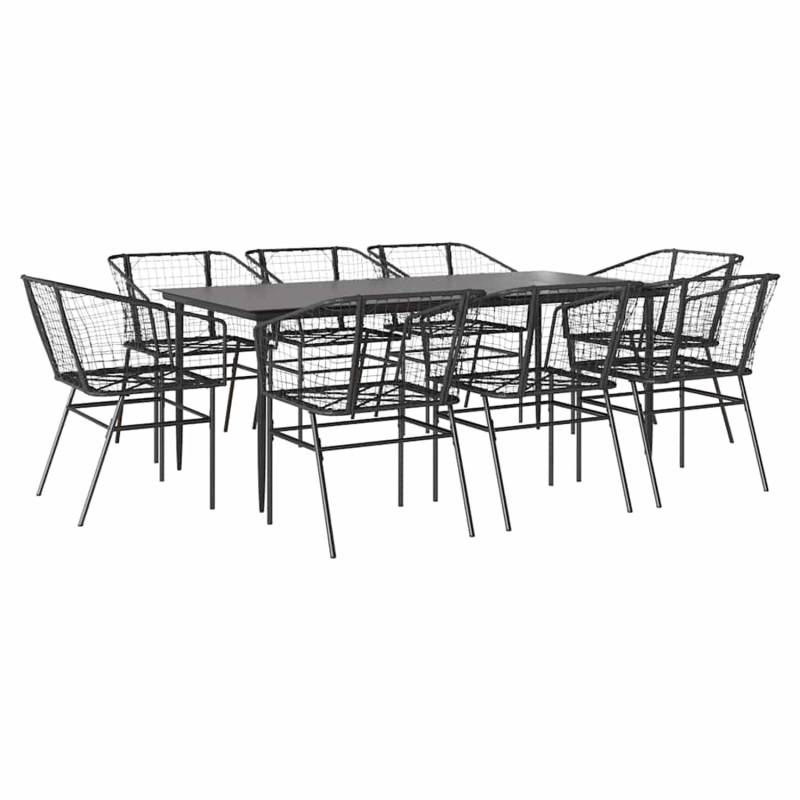 vidaXL 9-Teiliges Garten-Esszimmerset Schwarz Poly Rattan Glas 3334491 von VIDAXL