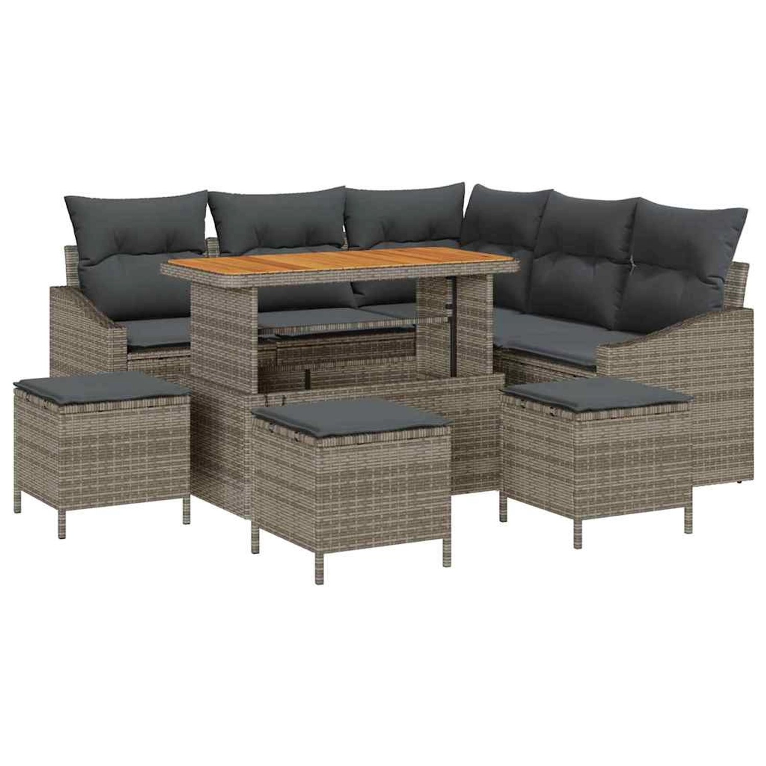 vidaXL 9-Teiliges Garten-Sofa-Set mit Kissen in Grau aus Poly Rattan 3362663 vidaXL 9-Teiliges Garten-Sofa-Set mit Kissen in Grau aus Poly Rattan 3362663 von VIDAXL