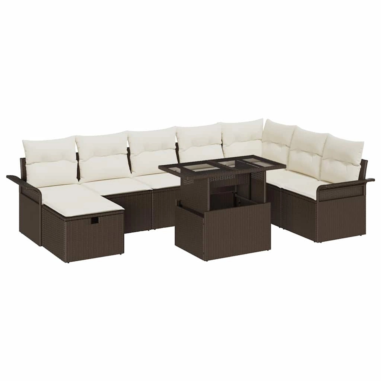 vidaXL 9-Teiliges Garten-Sofaset mit Kissen in Braun aus Poly Rattan 3359695 vidaXL 9-Teiliges Garten-Sofaset mit Kissen in Braun aus Poly Rattan 3359695 von VIDAXL