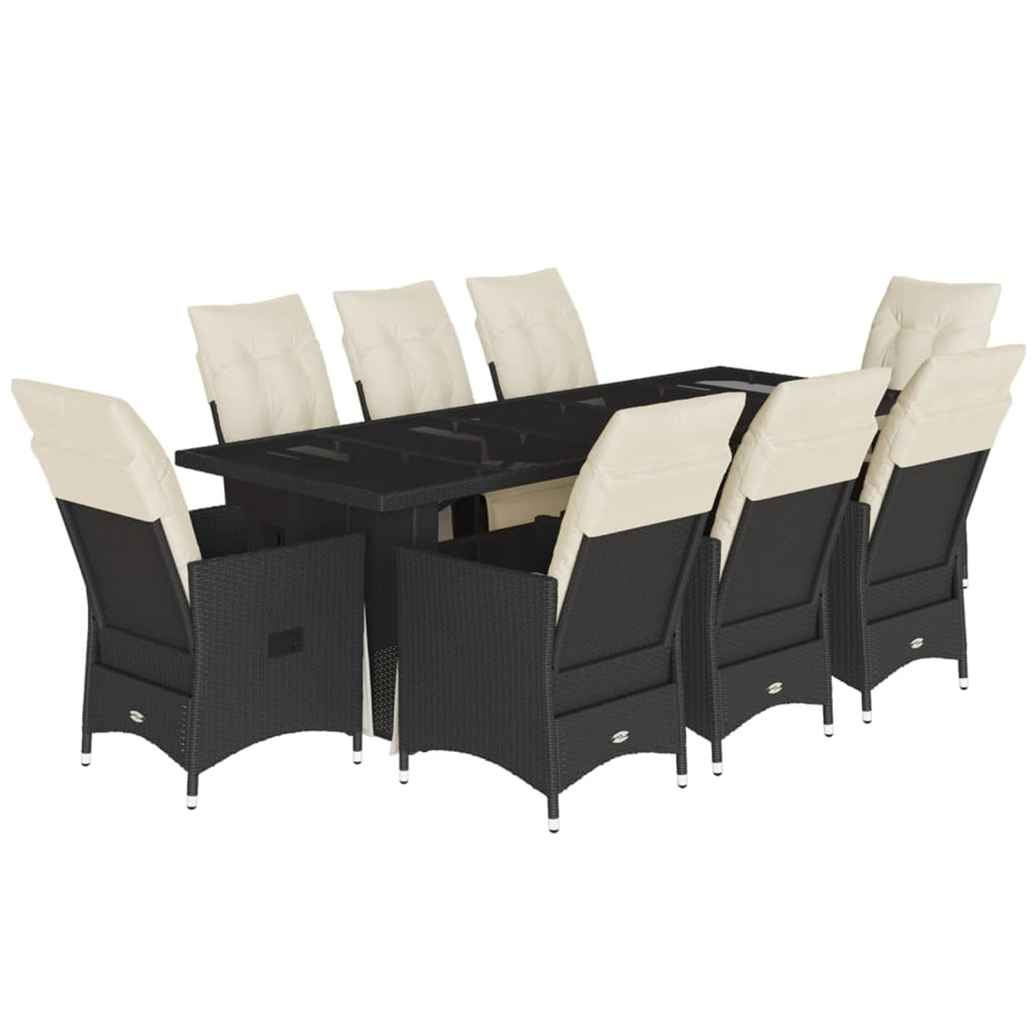 vidaXL 9-Tlg Garten-Bistro-Set mit Kissen Schwarz Poly Rattan 3277257 von VIDAXL