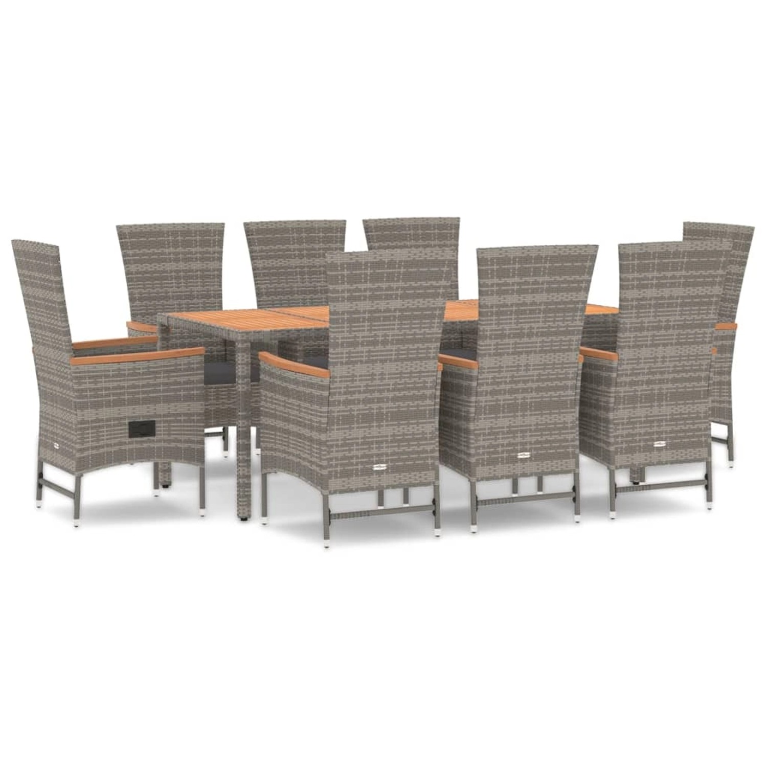 vidaXL 9-Tlg Garten-Essgruppe mit Kissen Grau Poly Rattan 3157553 vidaXL 9-Tlg Garten-Essgruppe mit Kissen Grau Poly Rattan 3157553 von VIDAXL