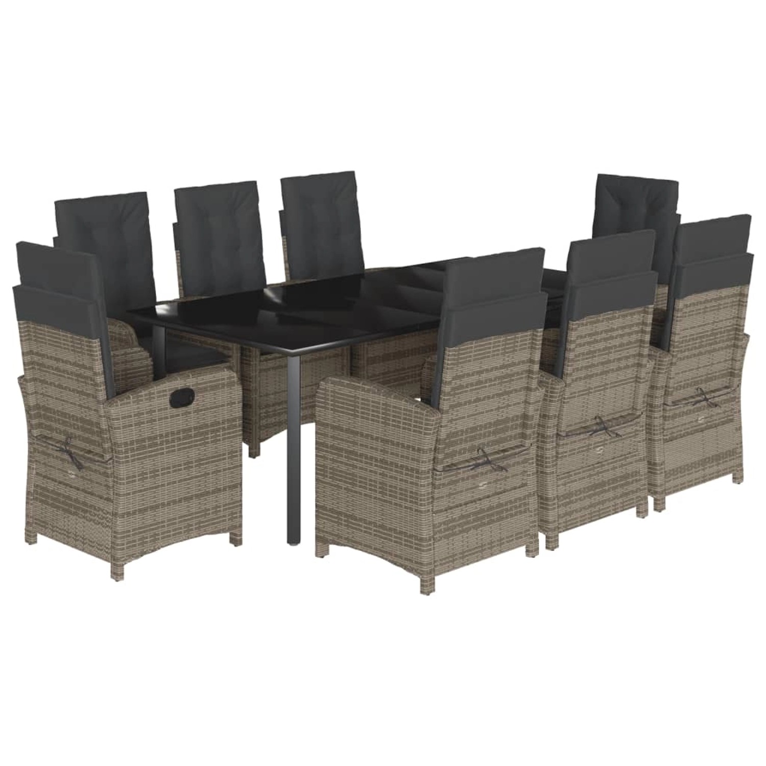 vidaXL 9-Tlg Garten-Essgruppe mit Kissen Grau Poly Rattan 3212369 vidaXL 9-Tlg Garten-Essgruppe mit Kissen Grau Poly Rattan 3212369 von VIDAXL