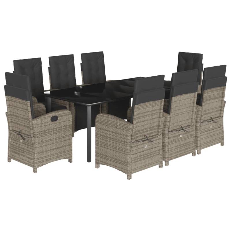 vidaXL 9-Tlg Garten-Essgruppe mit Kissen Grau Poly Rattan 3212569 von VIDAXL