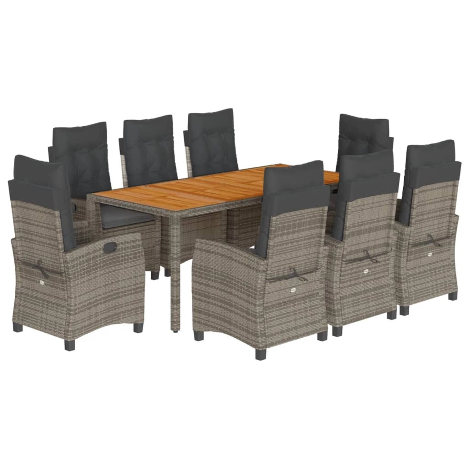 vidaXL 9-Tlg Garten-Essgruppe mit Kissen Grau Poly Rattan 3212678 vidaXL 9-Tlg Garten-Essgruppe mit Kissen Grau Poly Rattan 3212678 von VIDAXL