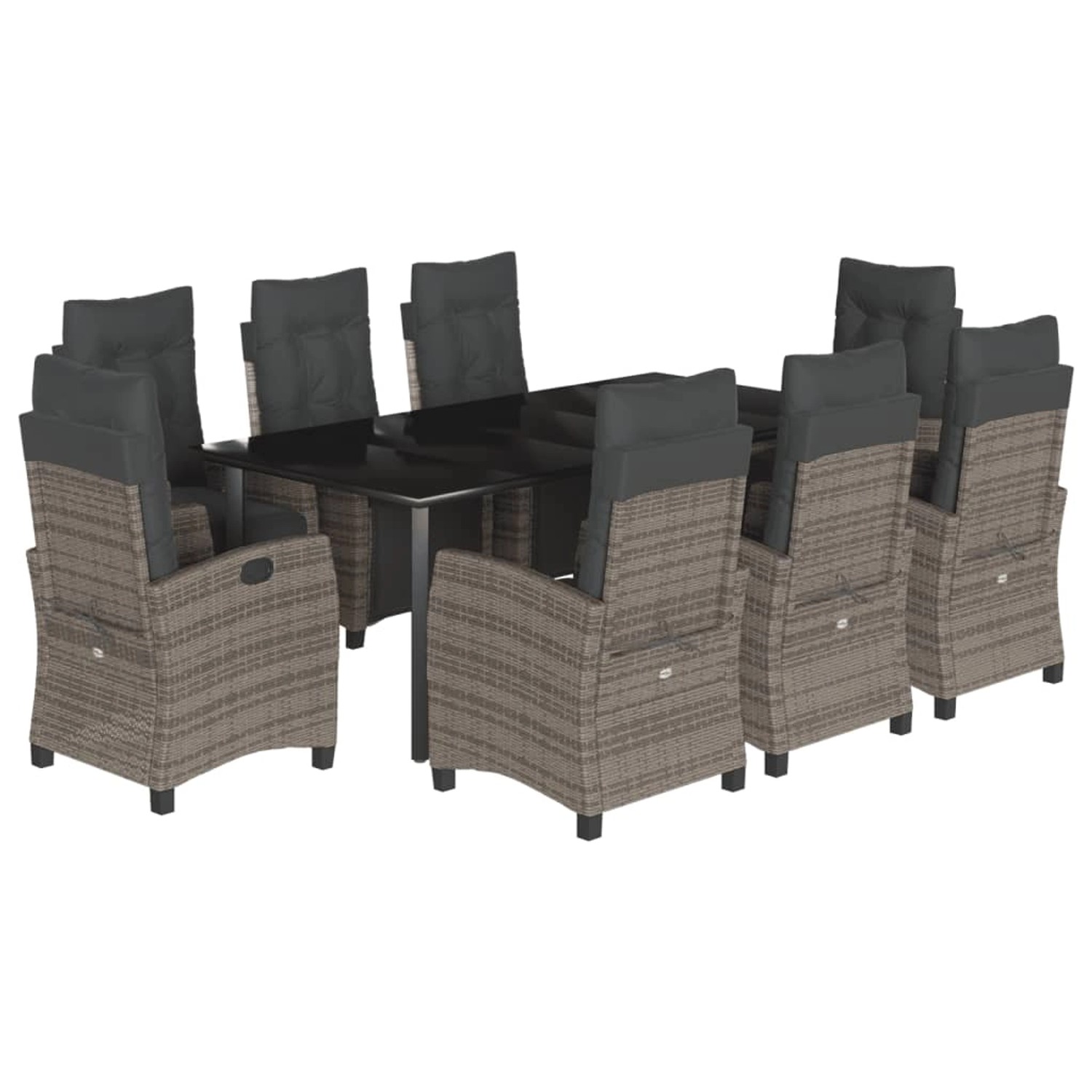 vidaXL 9-Tlg Garten-Essgruppe mit Kissen Grau Poly Rattan 3213001 vidaXL 9-Tlg Garten-Essgruppe mit Kissen Grau Poly Rattan 3213001 von VIDAXL