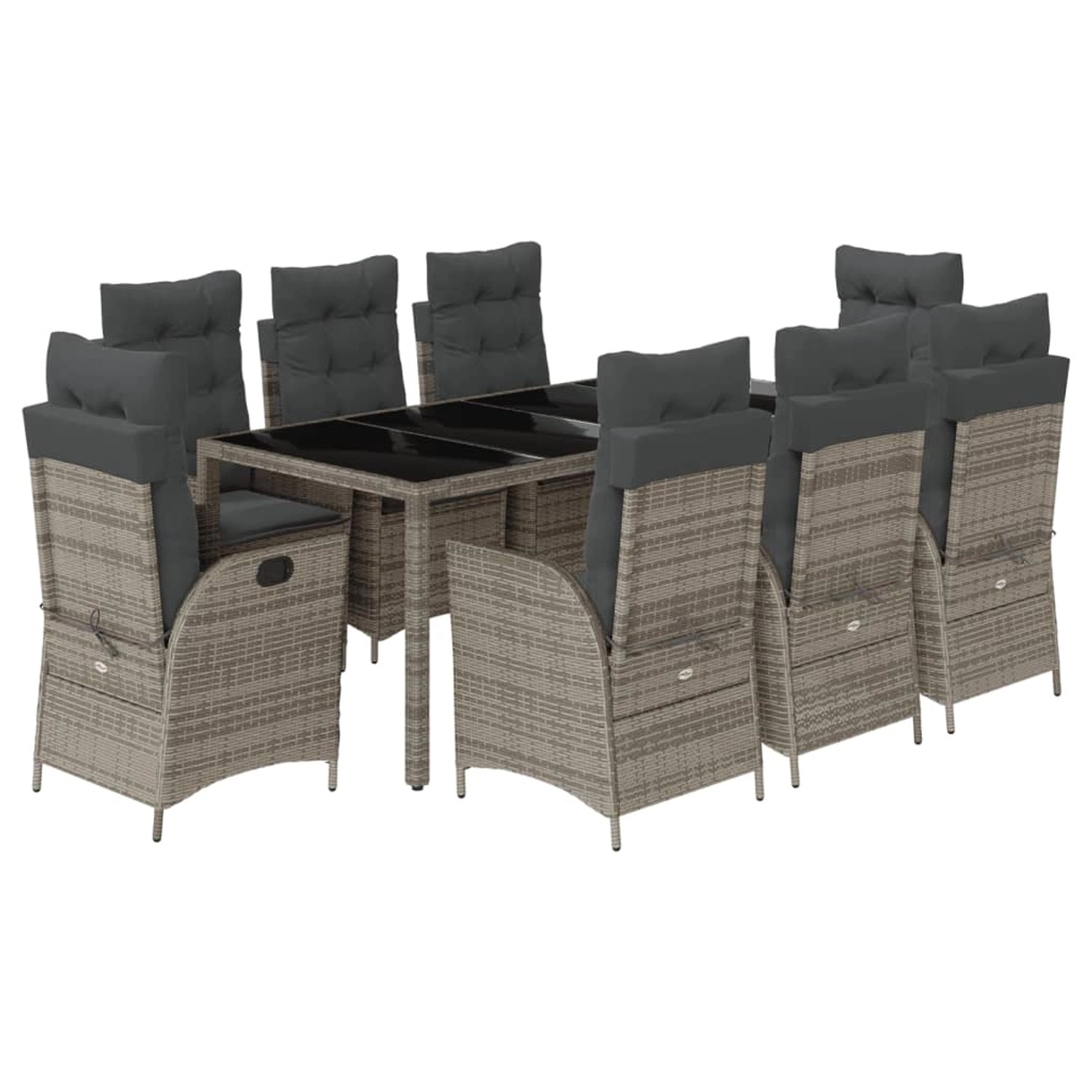 vidaXL 9-Tlg Garten-Essgruppe mit Kissen Grau Poly Rattan 3213083 vidaXL 9-Tlg Garten-Essgruppe mit Kissen Grau Poly Rattan 3213083 von VIDAXL