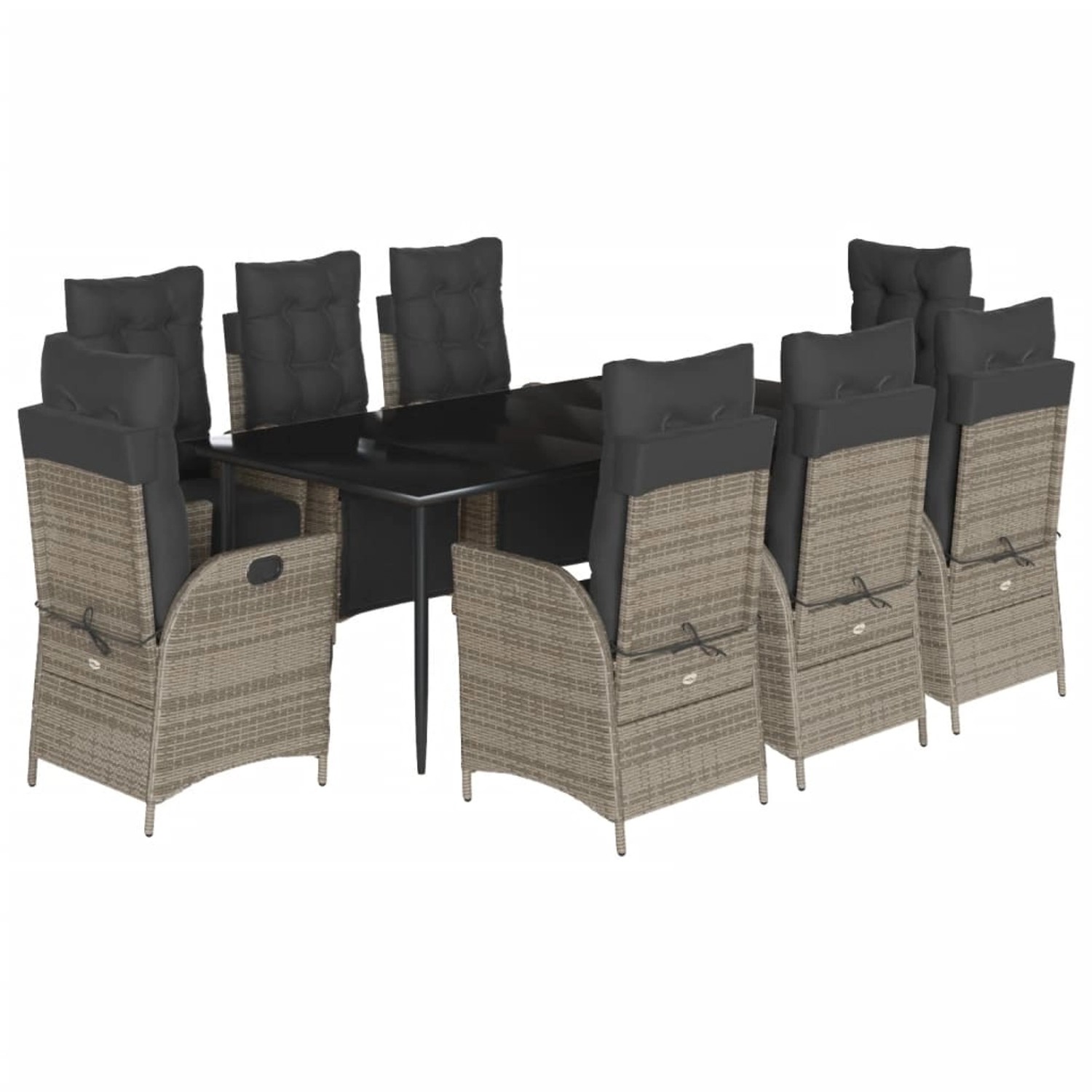 vidaXL 9-Tlg Garten-Essgruppe mit Kissen Grau Poly Rattan 3213426 vidaXL 9-Tlg Garten-Essgruppe mit Kissen Grau Poly Rattan 3213426 von VIDAXL