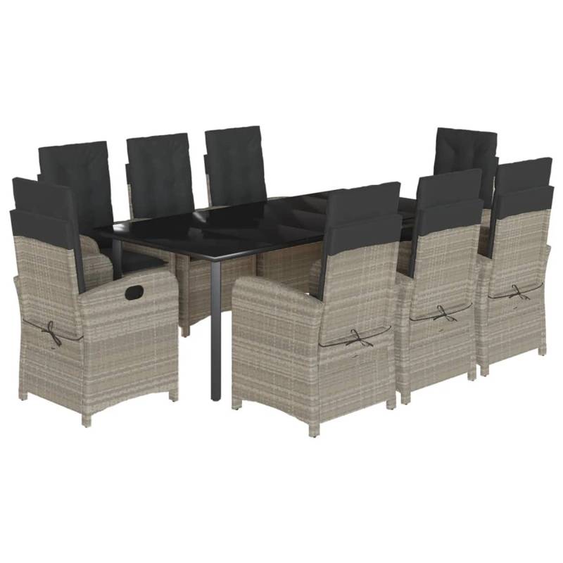 vidaXL 9-Tlg Garten-Essgruppe mit Kissen Hellgrau Poly Rattan 3212429 von VIDAXL