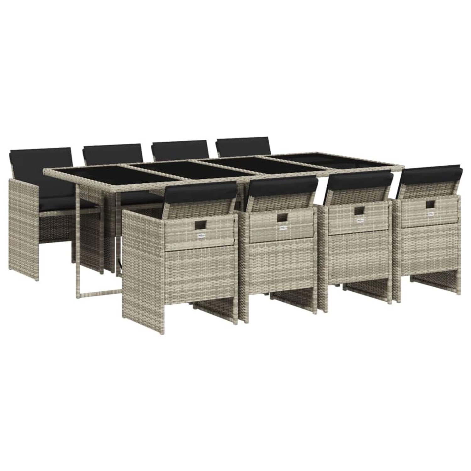 vidaXL 9-Tlg Garten-Essgruppe mit Kissen Hellgrau Poly Rattan 3277690 vidaXL 9-Tlg Garten-Essgruppe mit Kissen Hellgrau Poly Rattan 3277690 von VIDAXL