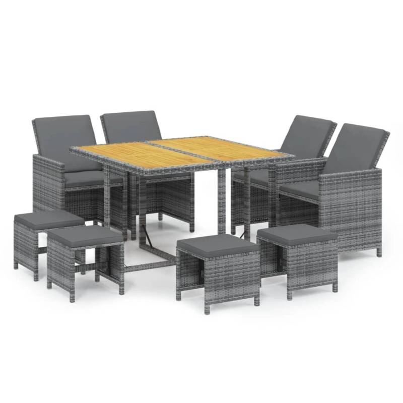 vidaXL 9-Tlg Garten-Essgruppe mit Kissen Poly Rattan Grau 3095526 vidaXL 9-Tlg Garten-Essgruppe mit Kissen Poly Rattan Grau 3095526 von VIDAXL