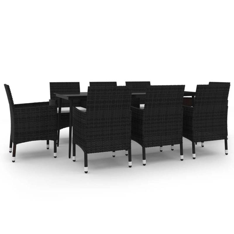 vidaXL 9-Tlg Garten-Essgruppe mit Kissen Poly Rattan und Glas 3099732 von VIDAXL
