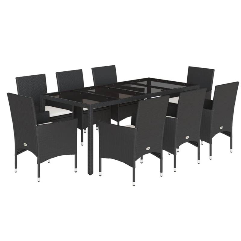 vidaXL 9-Tlg Garten-Essgruppe mit Kissen Schwarz Poly Rattan und Glas 3278542 vidaXL 9-Tlg Garten-Essgruppe mit Kissen Schwarz Poly Rattan und Glas 3278542 von VIDAXL