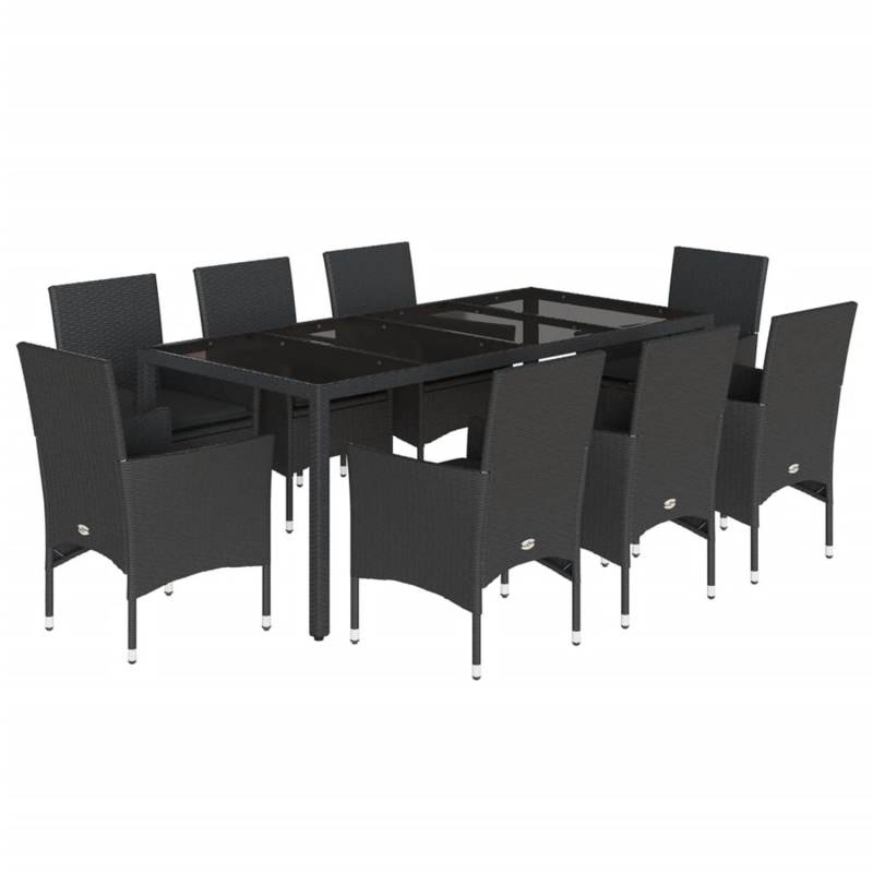 vidaXL 9-Tlg Garten-Essgruppe mit Kissen Schwarz Poly Rattan und Glas 3278548 vidaXL 9-Tlg Garten-Essgruppe mit Kissen Schwarz Poly Rattan und Glas 3278548 von VIDAXL
