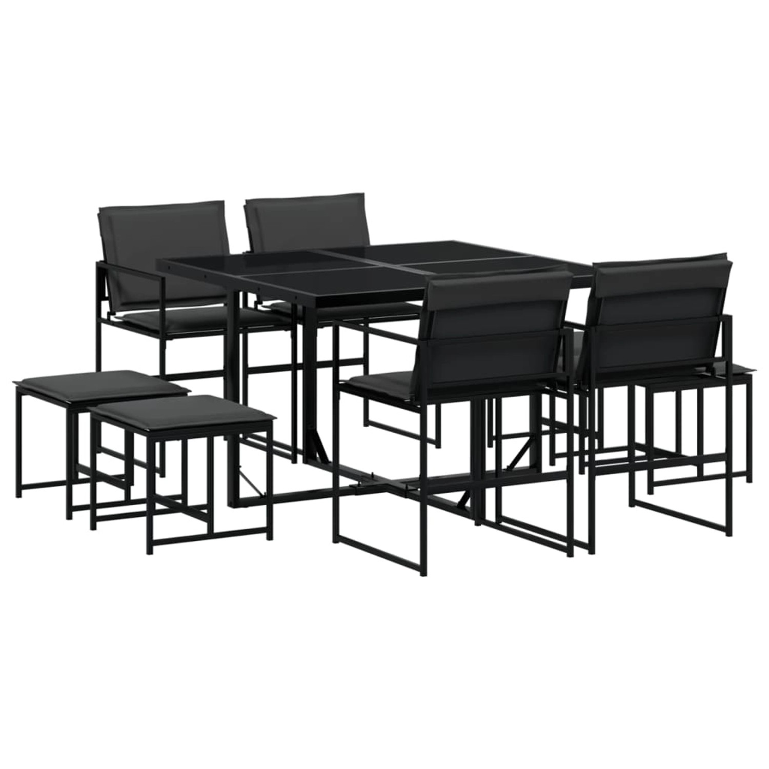 vidaXL 9-Tlg Garten-Essgruppe mit Kissen Schwarz Textilene 3295083 vidaXL 9-Tlg Garten-Essgruppe mit Kissen Schwarz Textilene 3295083 von VIDAXL