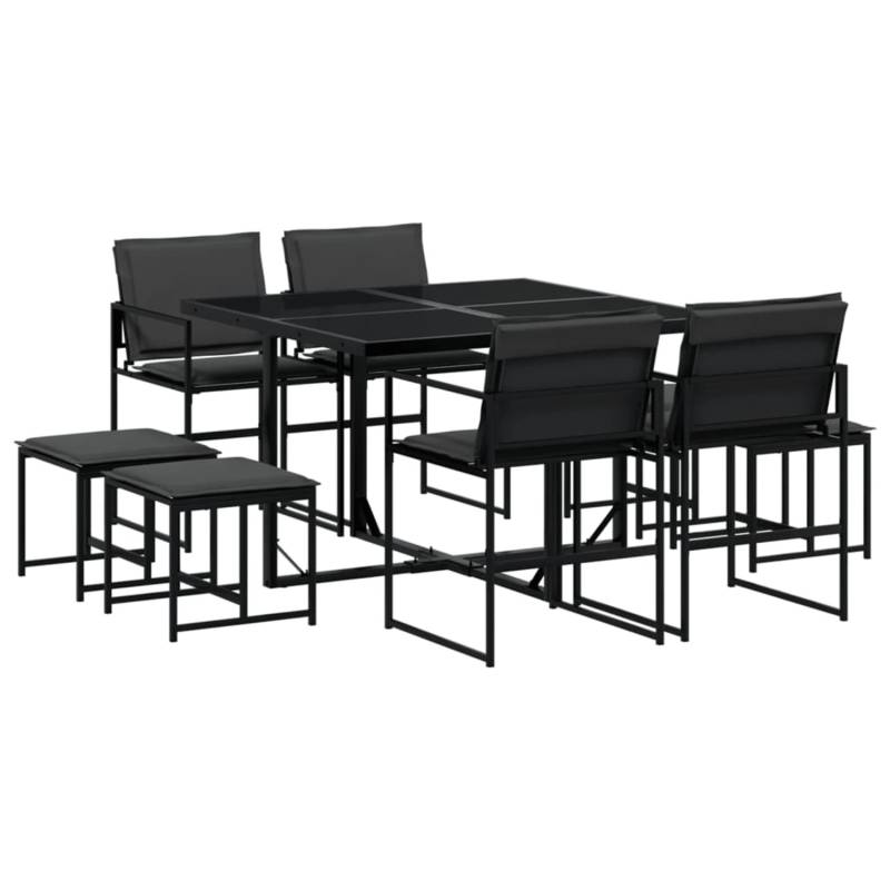 vidaXL 9-Tlg Garten-Essgruppe mit Kissen Schwarz Textilene 3295083 vidaXL 9-Tlg Garten-Essgruppe mit Kissen Schwarz Textilene 3295083 von VIDAXL