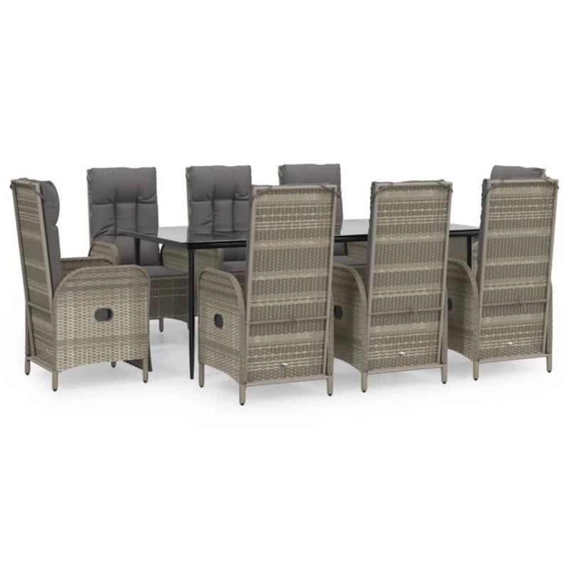 vidaXL 9-Tlg Garten-Essgruppe mit Kissen Schwarz und Grau Poly Rattan 3185186 vidaXL 9-Tlg Garten-Essgruppe mit Kissen Schwarz und Grau Poly Rattan 3185186 von VIDAXL